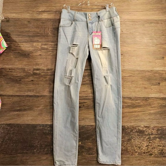 Wax Jean Light Blue Ripped Skinny Jeans - Picture 1 of 9